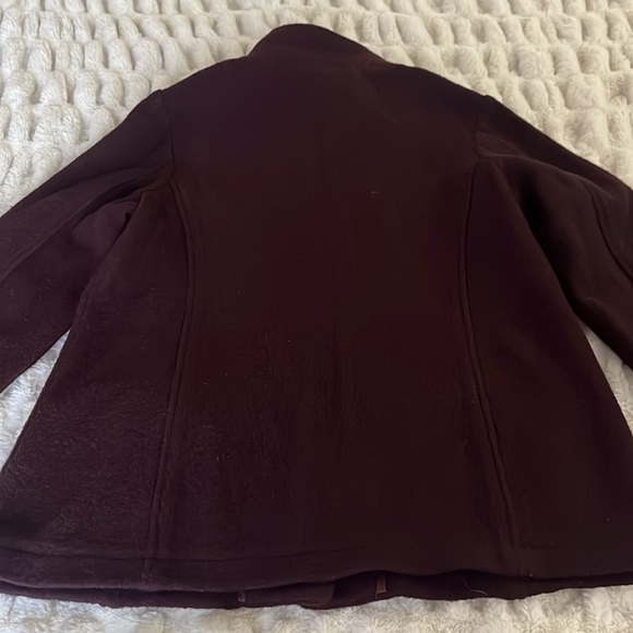 Dark plum wool jacket L button front Laine coat unlined redish purple L.L. Bean - Picture 6 of 6